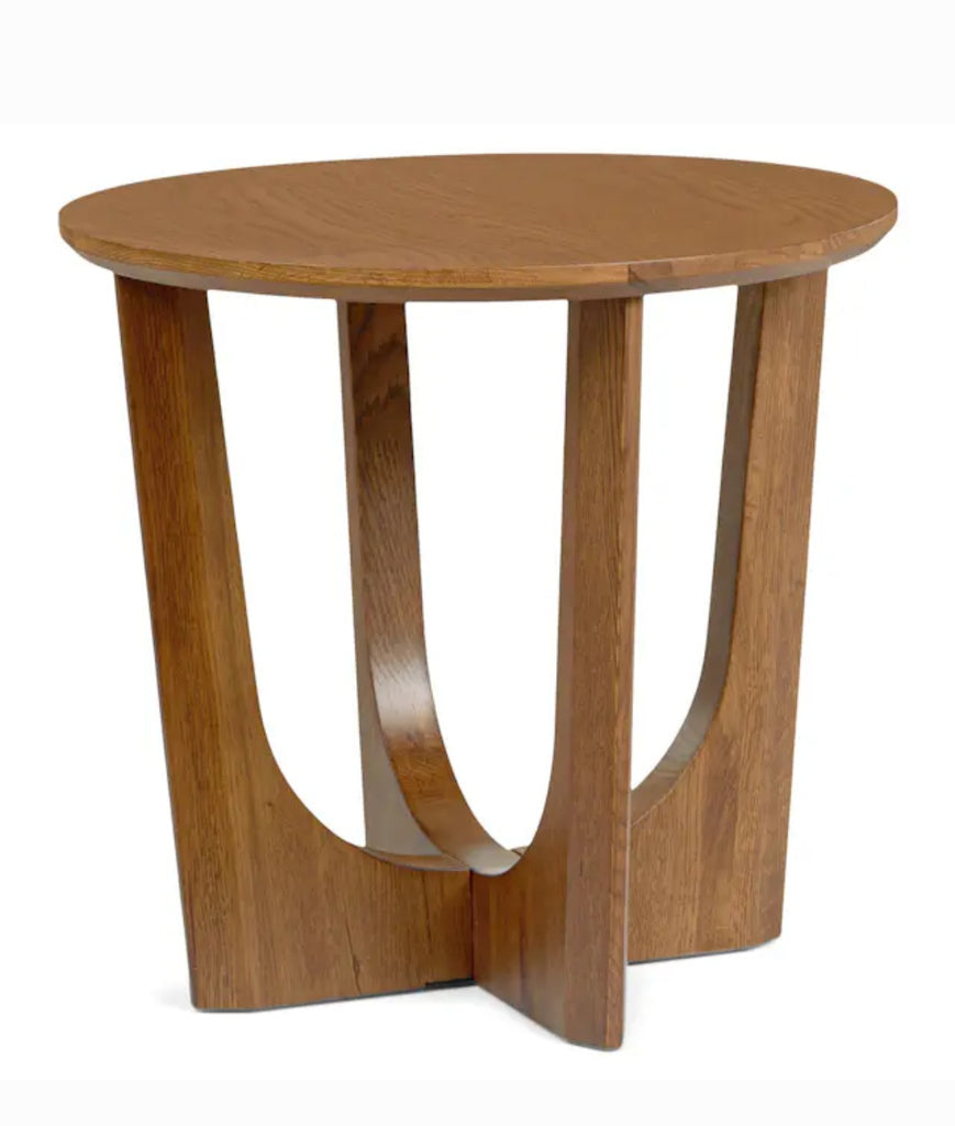 19.75" New Smoked Oak Scandinavian Modern Side Table Night Stand Round Wood