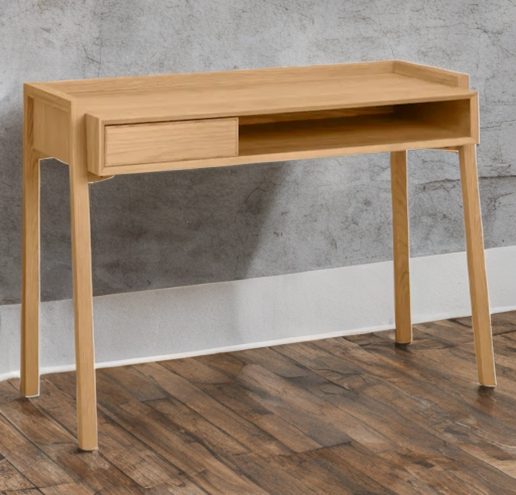 43.25" Wide Office Work Writing Desk W Storage Drawer Oak Home Furniture Mid Century Modern New