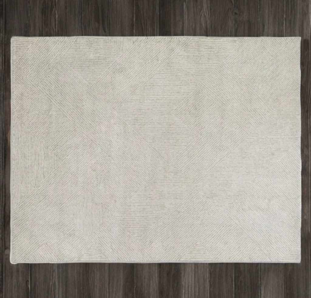 8' x 10' Area Accent Rug Carpet New Indoor Grey Silver Modern Geometric Designer Quality
