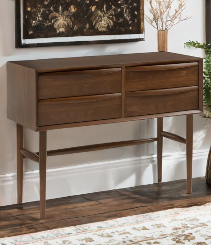 39.25" Console Table Dresser Sideboard Display 4 Drawer Storage Home Furniture New Mid Century Modern Walnut Wood