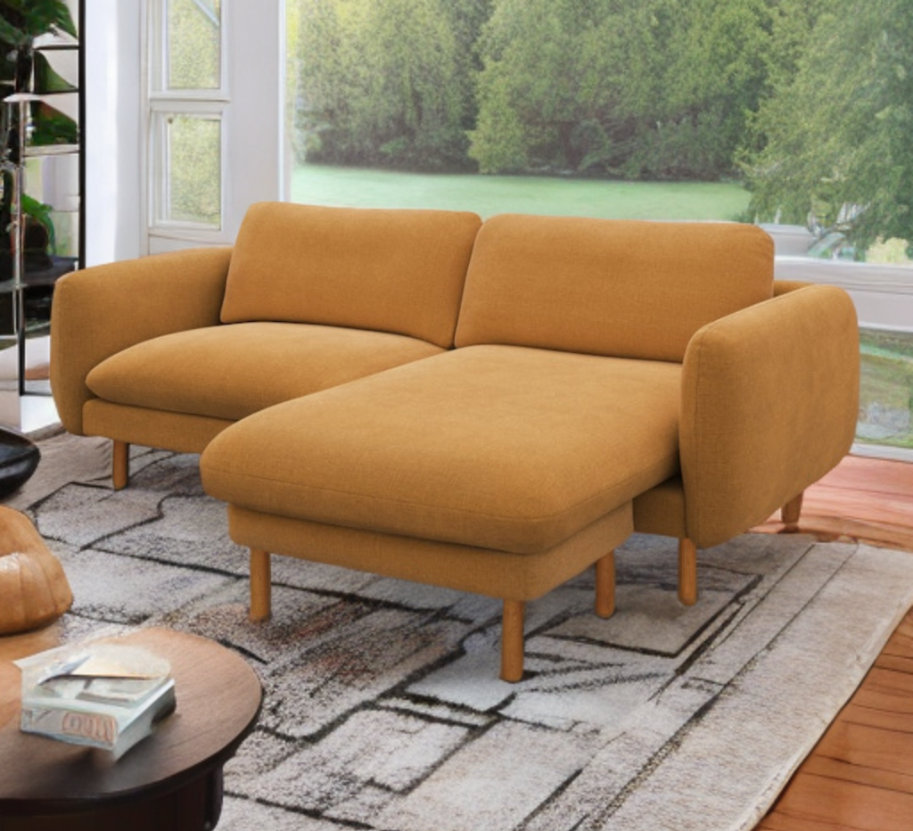 85.5" Ginger Reversible Sectional Sofa Couch Floating Ottoman New Quality Mid Century Modern Designer