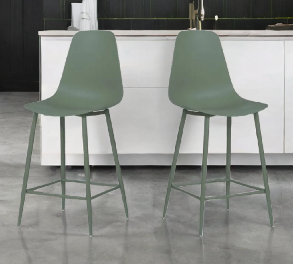 Set of 2 Aloe Green Bar Height Stool New In Box Designer Quaity Comfortable Indoor or Outdoor Patio