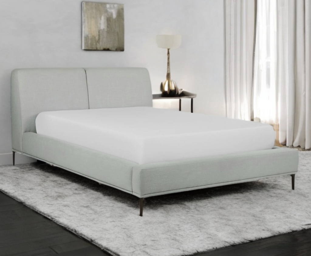 Queen Size Upholstered Platform Low Profile Deluxe Bed Frame New In Box Welsh Grey Designer Quality