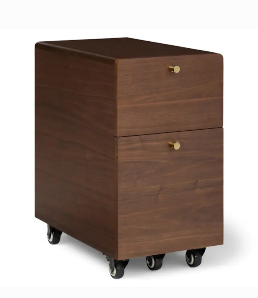 Business Furniture 12" Wide Office Filing File Cabinet 2 Drawer Ample Storage Walnut Finish New Assembled