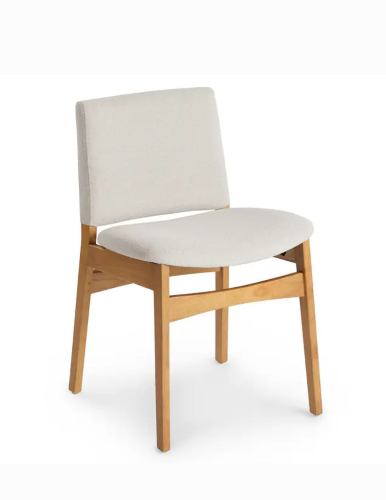 SET OF 2 Upholstered Dining Chair New Ivory and Oak Mid Century Modern Designer Quality