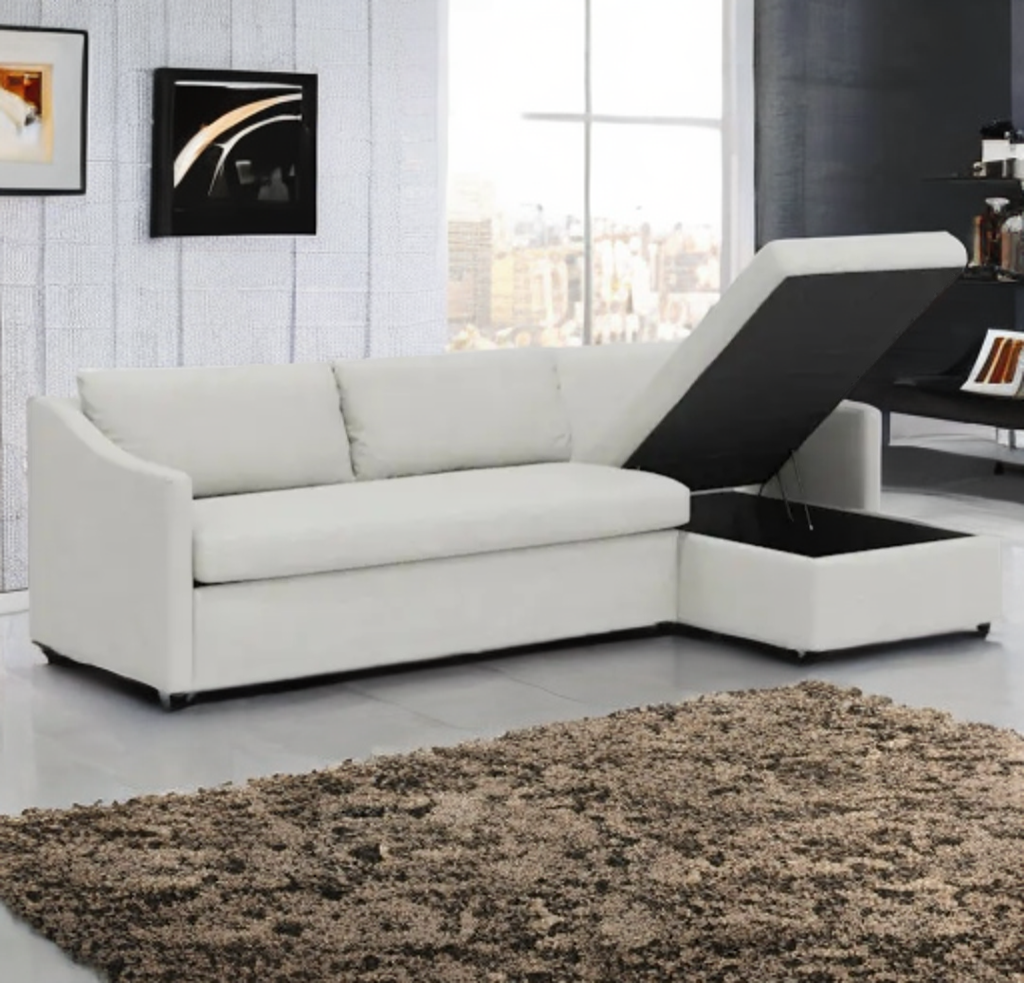 109" Sofa Sectional Bed Couch With Storage Chaise Reversible Cushions / Pillows New Queen Sleeper With Mattress Hidabed
