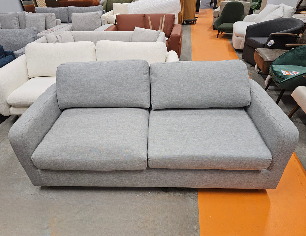 80" Modern Sofa Couch New Olefin Upholstery Comfortable Designer Furniture Silver Light Blue In Color Oak Legs