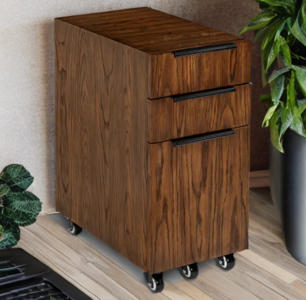 Business Furniture 12" Wide Office Filing File Cabinet 3 Drawer Ample Storage Chestnut Finish New Assembled