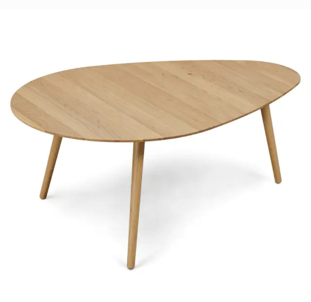 42.5" White Oak Designer Quality Mid Century Modern Coffee Cocktail Table Solid and Durable New