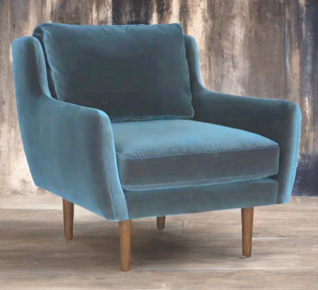 30.5" Wide Mid Century Modern Chair Deep Seat Plush Velvet Comfortable New Armchair