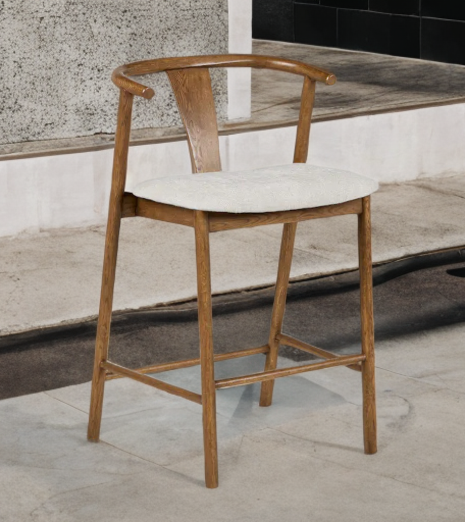 Set Of 3 Counter Height Bar Stool Chair New Durable Modern Contemporary Solid Smoked Oak Wood With Footrest