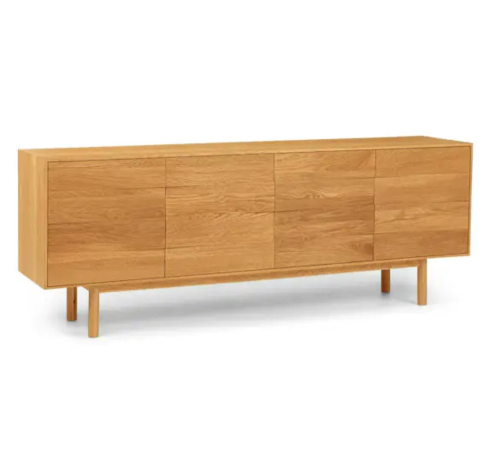 72" Mid Century Modern Media Console Entertainment TV Stand Sideboard Cabinet Oak Wood New Durable Designer Quality