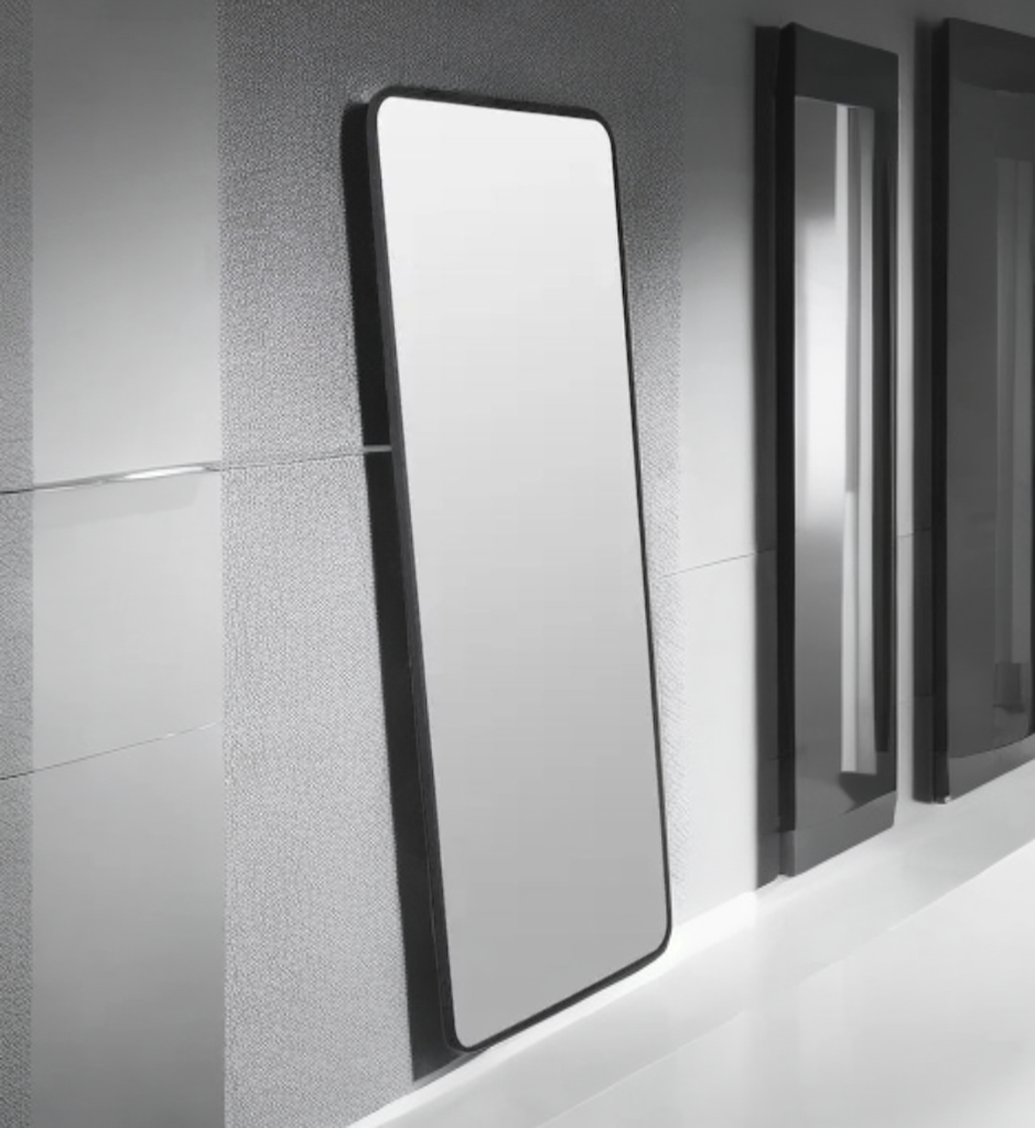 72.25" x 30.25" Framed Wall Mount or Floor Body Mirror Black Finish Brand New Modern Decor\