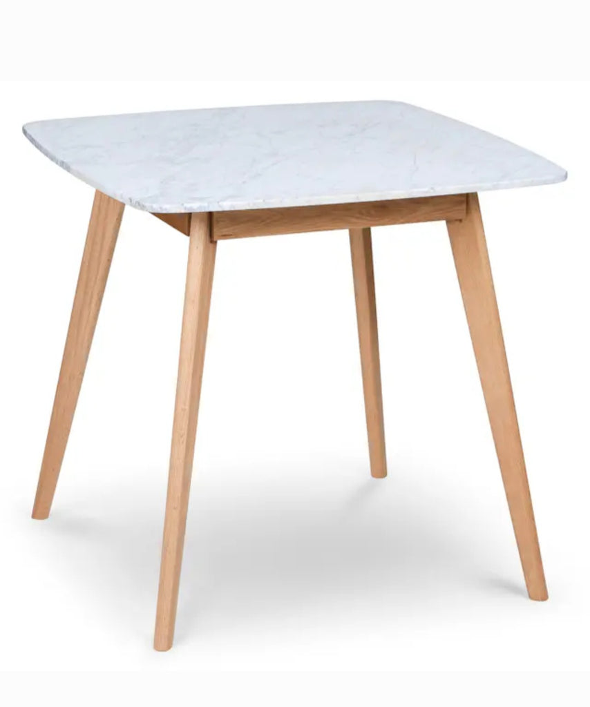 31.5" Square Cafe Bistro Dining Table Oak Carrara Marble New Wood Frame Quaity Furniture