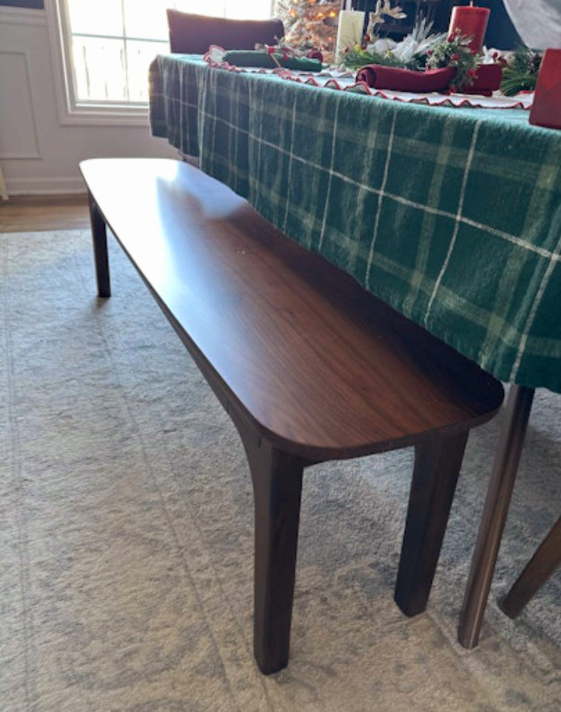 60" Walnut Wood Dining Bench New In Box Quality Entry Entrance Seat Designer Mid Century Modern