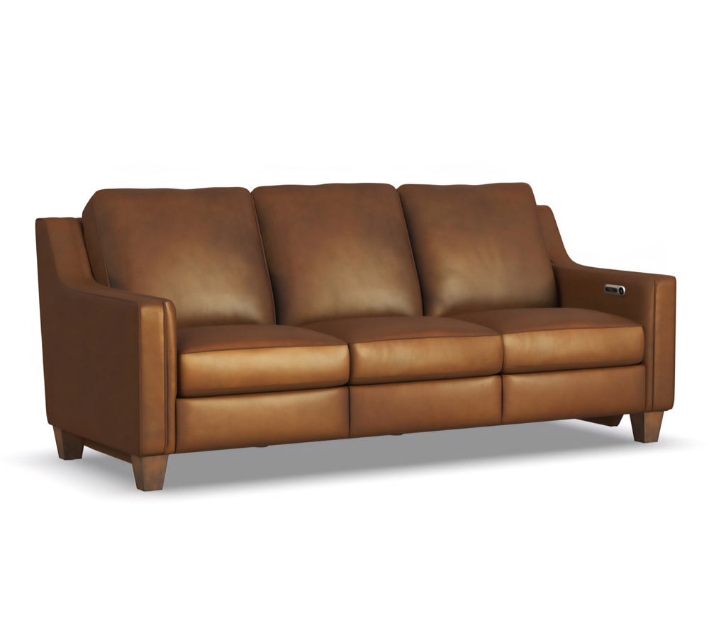 87" Power Reclining Living Room Sofa Couch Mid Century Modern Top Grain Leather Brand New Comfortable With USB