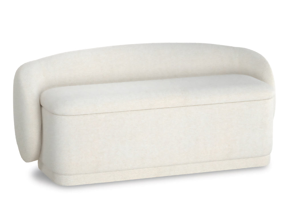 57.5" Ivory Entry Boucle Designer Storage Bench New Quality Mid Century Modern Comfortable