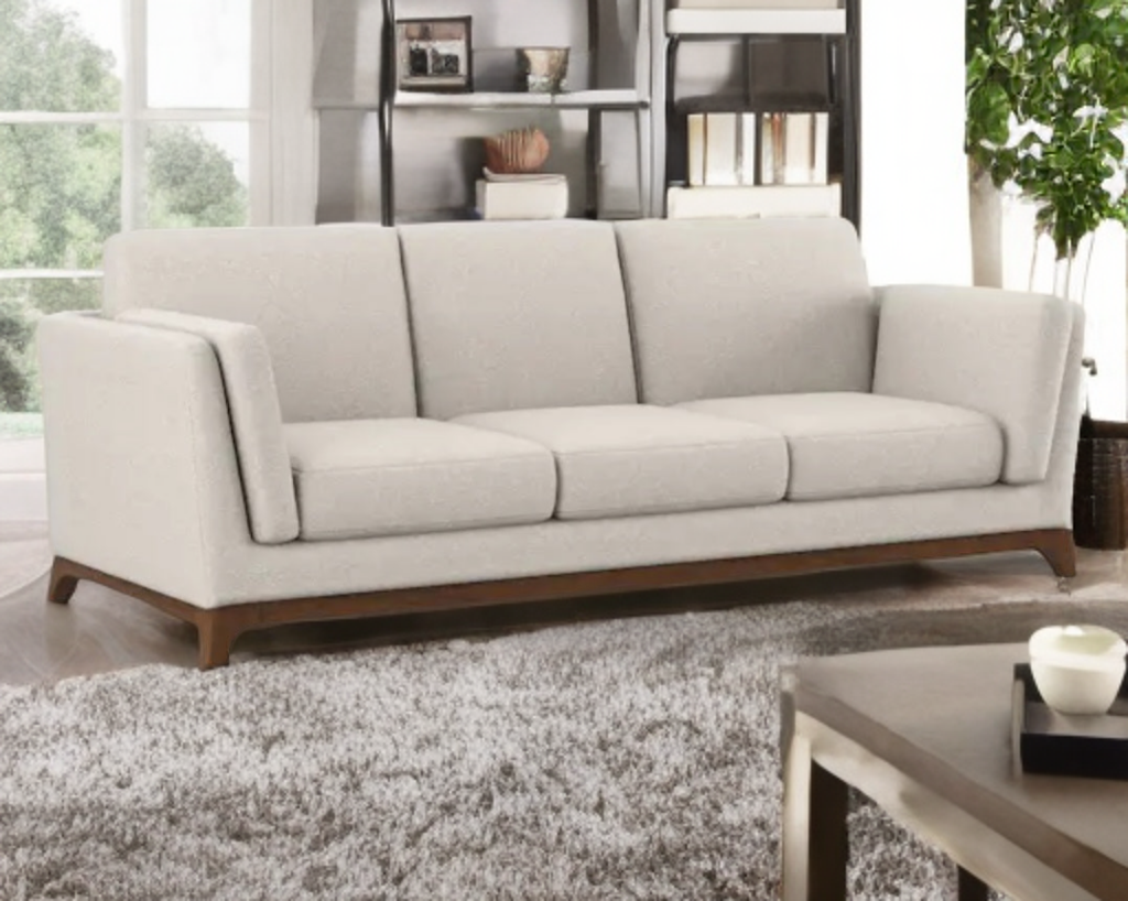 83" Designer Mid Century Modern Sofa Couch Solid Wood Base Quality Furniture Chalk Grey Solid and Durable