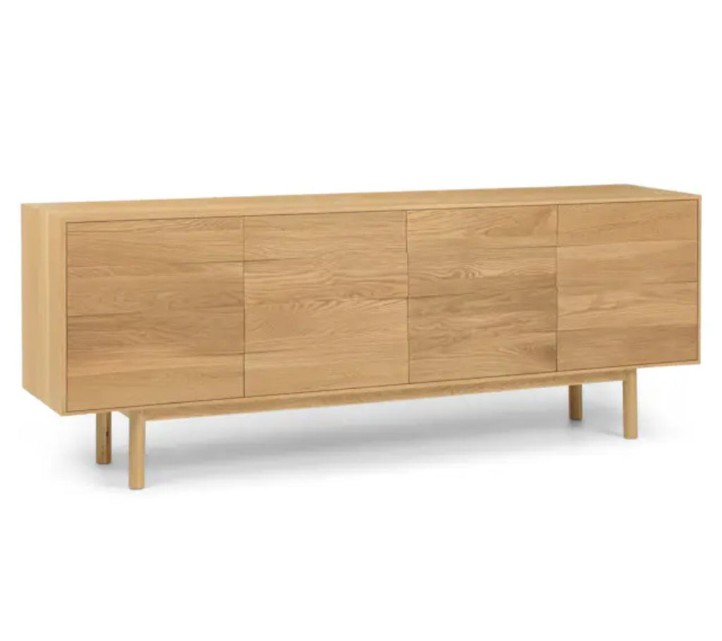 72" Mid Century Modern Media Console Entertainment TV Stand Sideboard Cabinet Oak Wood New Durable Designer Quality