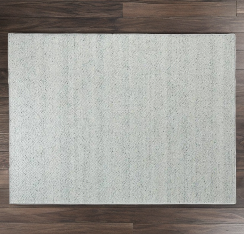 9' x 12' Wool Area Accent Rug Carpet New Indoor Pebbled Blue Modern Geometric Designer Quality