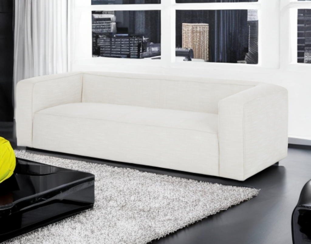 92" Sofa Couch Ivory Linen Blend Beautiful Comfortable Designer Quality New Low Profile Feather Down