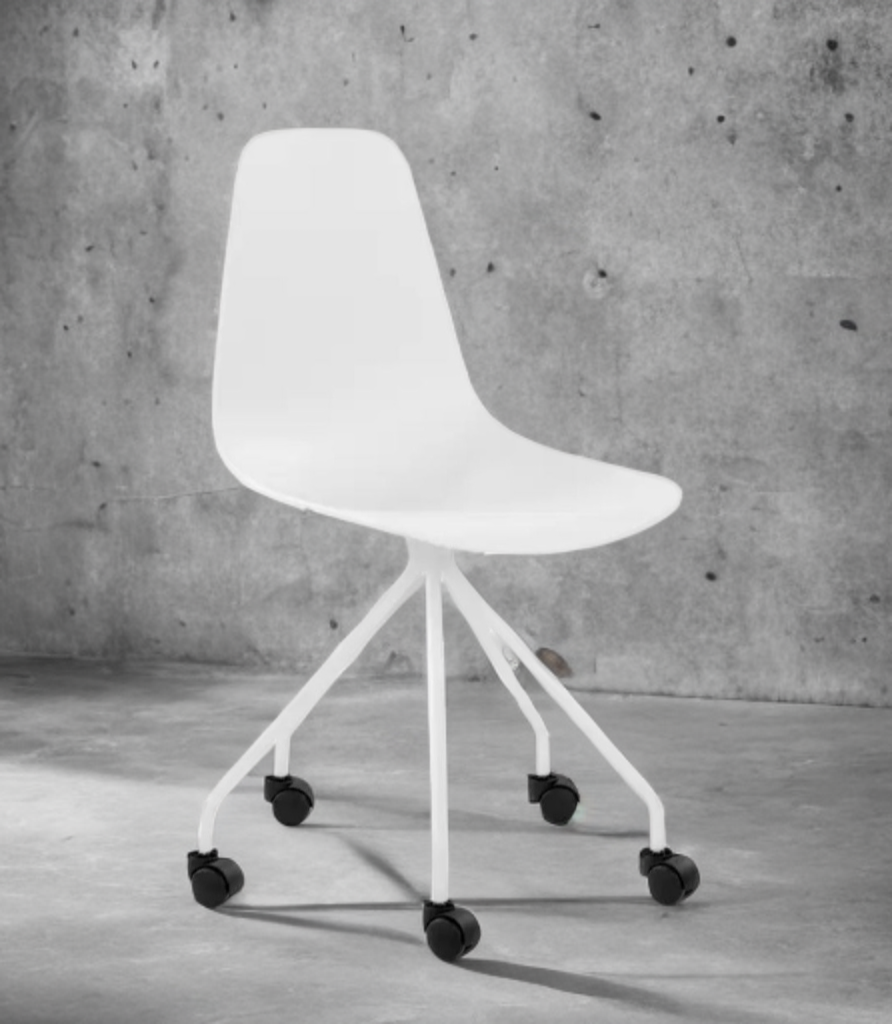 Pure White Office Chair on Castors Assembled New Moulded Seat Quaity Comfortable