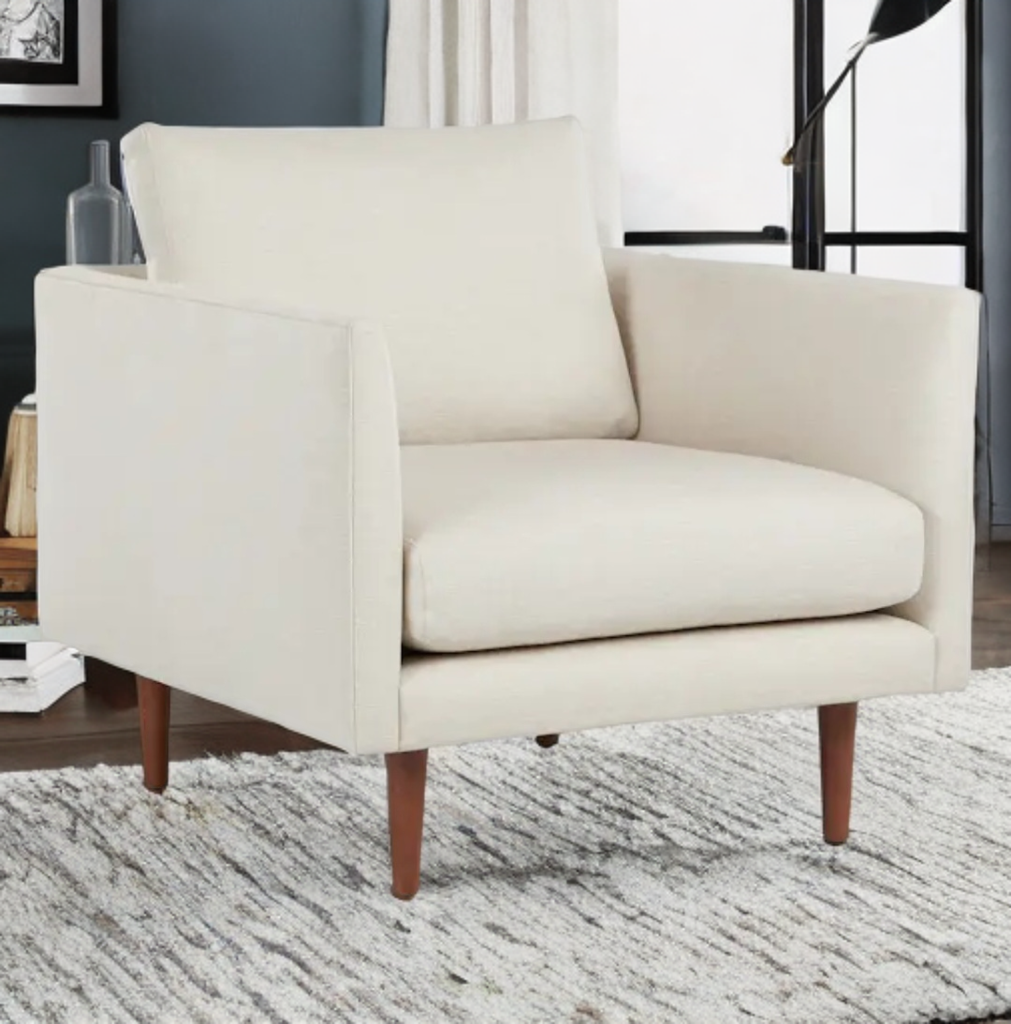 32" Ivory Upholstered Armchair New Modern Solid and Durable Designer Quality Club Chair Comfort