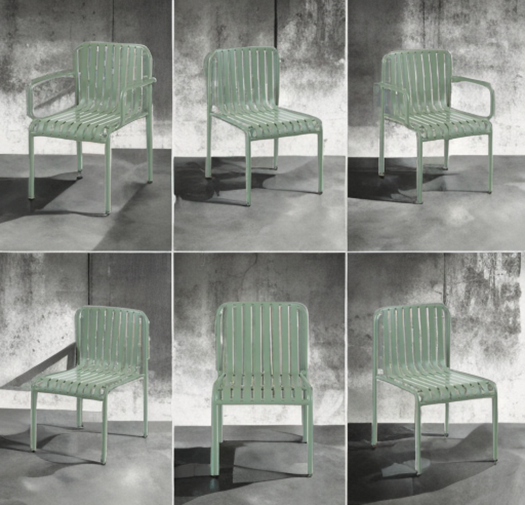 Set Of 6 Stacking Outdoor Patio Dining Chair Durable New Green In Color Quality Industrial Modern