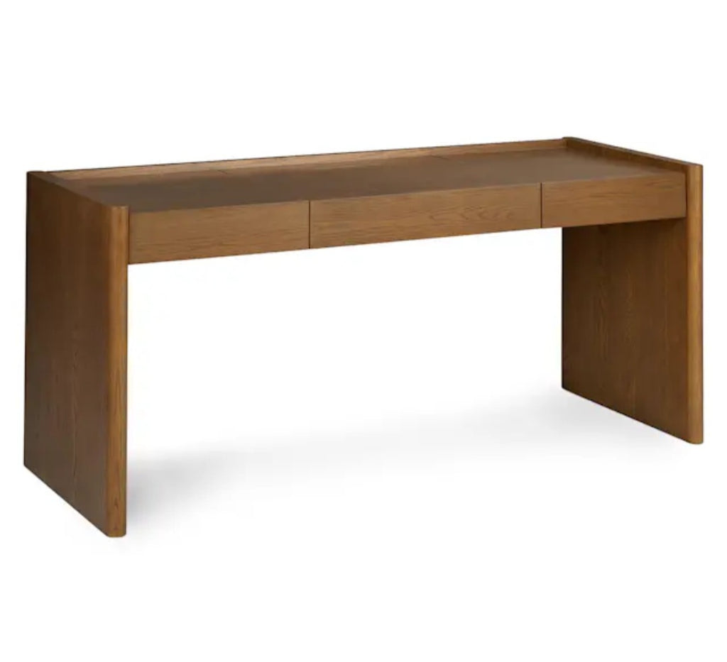 70" Mid Century Modern Office Work Desk With Drawer Storage Wood Smoked Oak Durable Quality New