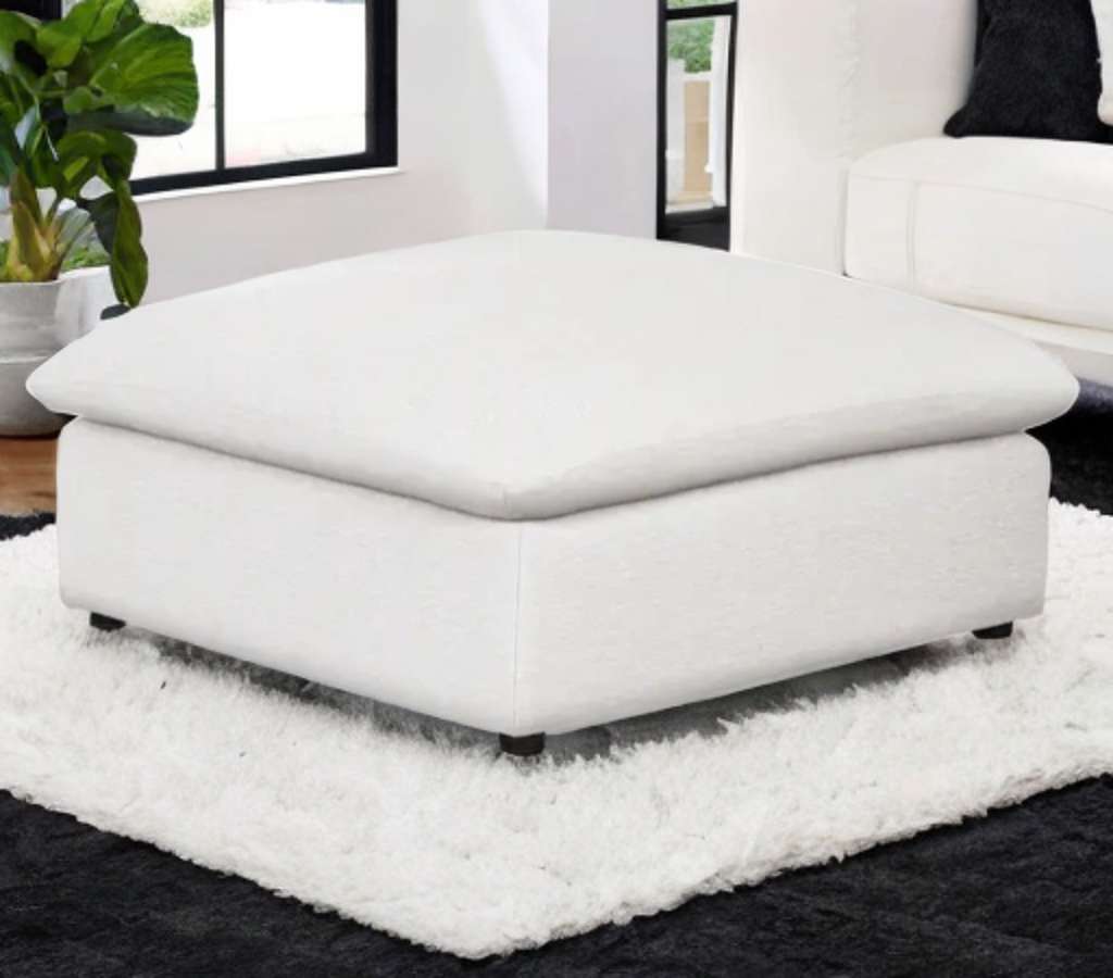 41" Silver Ivory Ottoman Pouf Coffee Table Footstool Designer Mid Century Modern Ottoman Quality Furniture Durable