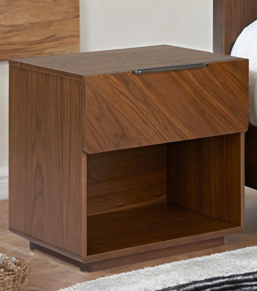 23" Wide Walnut Finished Nightstand or End Table 1 Drawer New Quality Furniture Mid Century Modern