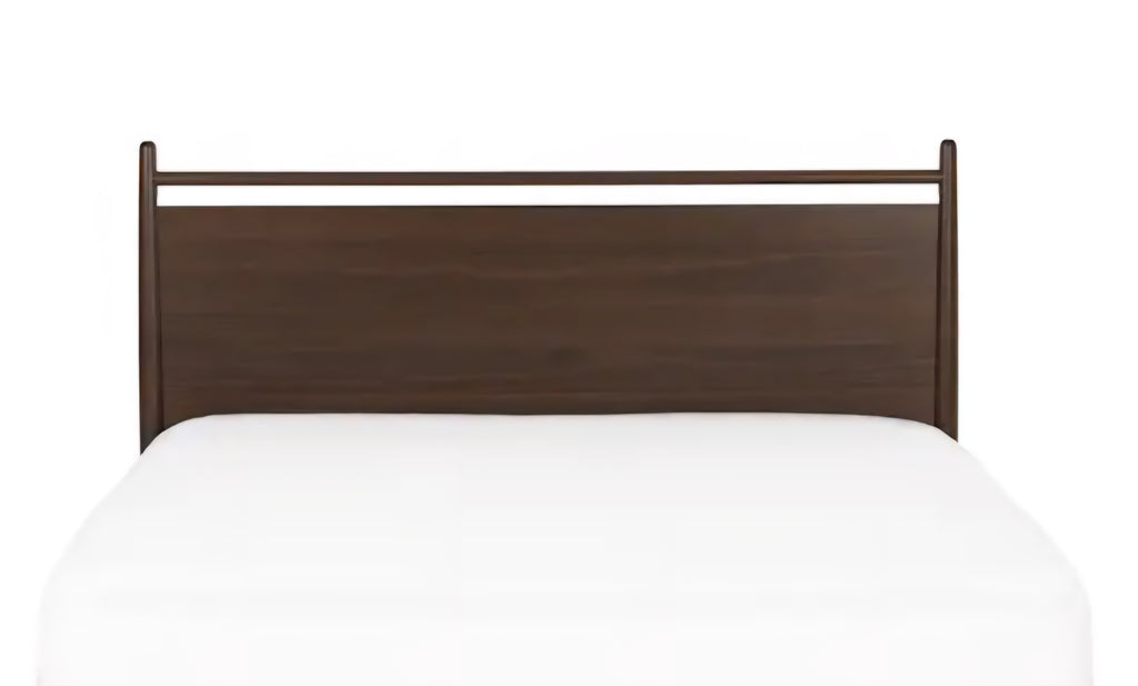 Low Profile Panel Headboard for Bed Queen Size Wood Construction Walnut Finish New Mid Century Modern Designer Quality