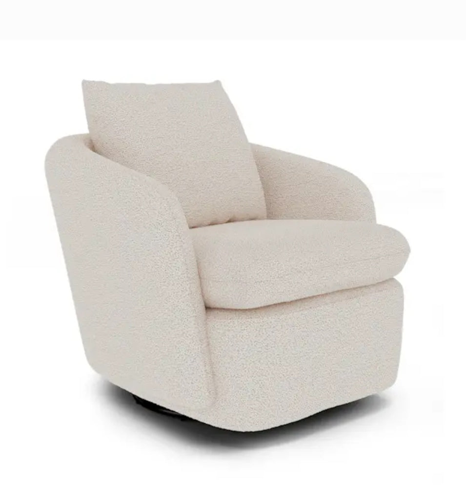 Coastal 33" Swivel Accent Lounge Chair Comfortable Ivory Wool Boucle Designer Furniture Plush New