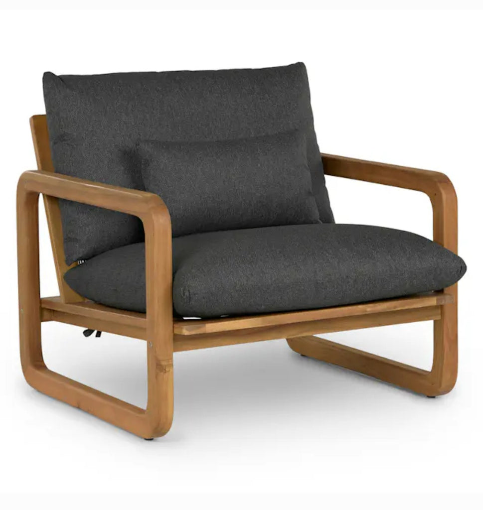 36.5" Oversized Patio Lounge Accent Chair Solid Wood Construction Comfortable Cushions Included Designer Quality