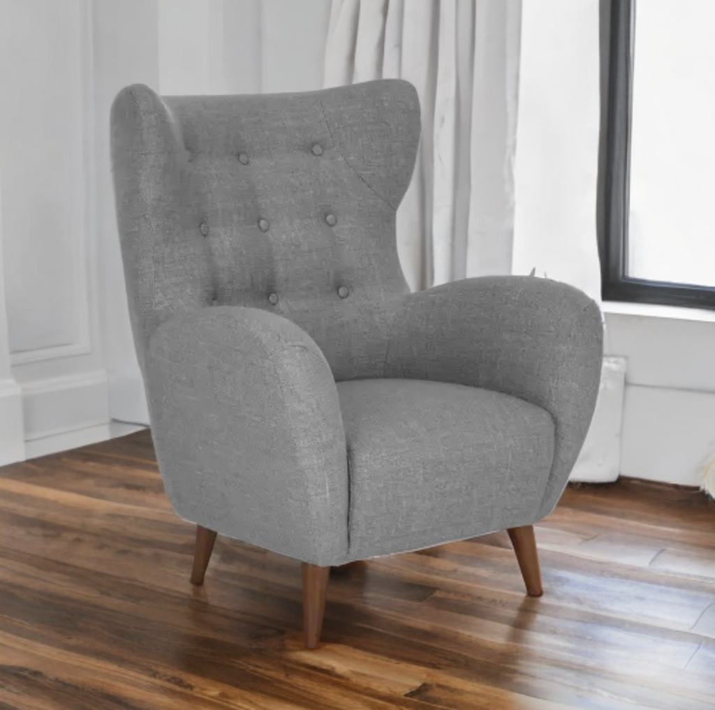 Quality Wingback Accent Chair New Comfortable Mid Century Modern Tapered Wood Legs Comfortable