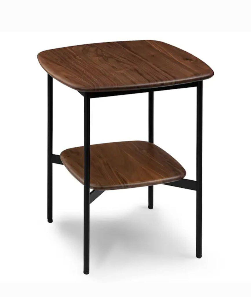 17.5" Walnut Accent Side Storage End Side Table New Designer Mid Century Modern Furniture