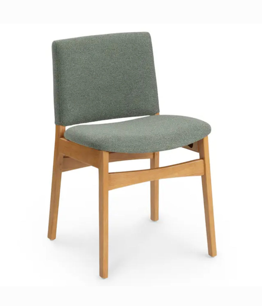 SET OF 6 Upholstered Dining Chair New Green and Oak Mid Century Modern Design Quality