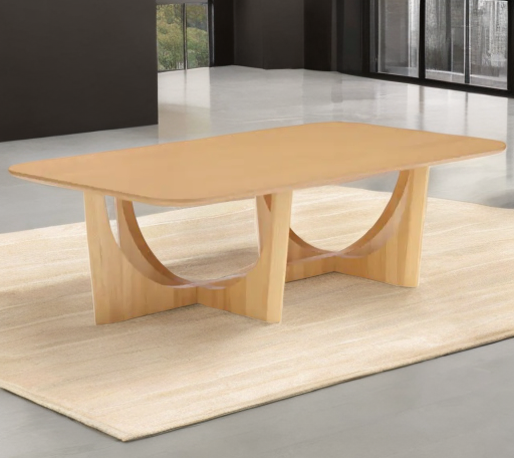 55" Mid Century Modern Cocktail Coffee Table Oak Finish Durable Quality Brand New