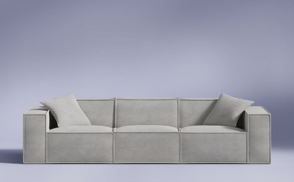 102" Modular Sofa Couch Low Profile Comfort Home Modern Platinum Grey In Color With Pillows New