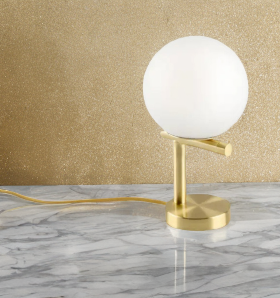 Gold Moon Table Desk Lamp Brass Gold Finish Glass Globe Shade LED Light Design Home Lighting Decor Modern