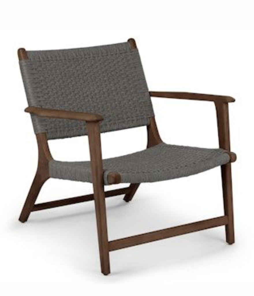 30" Lounge Chair Woven Cord New Wood Frame Walnut Finish Indoor Outdoor Use Designer Quality