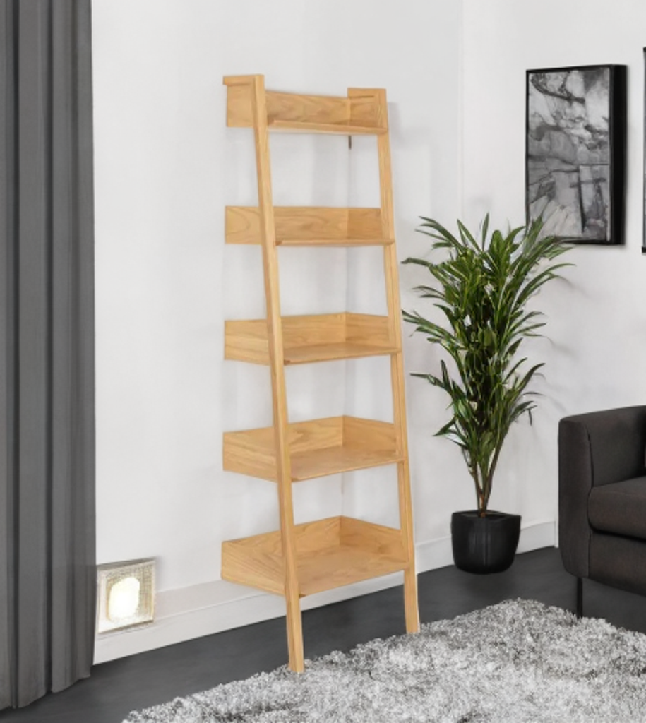 26.5" Wide Leaning Book Shelf Office Work Display / Storage Shelf Oak Home Furniture Mid Century Modern New