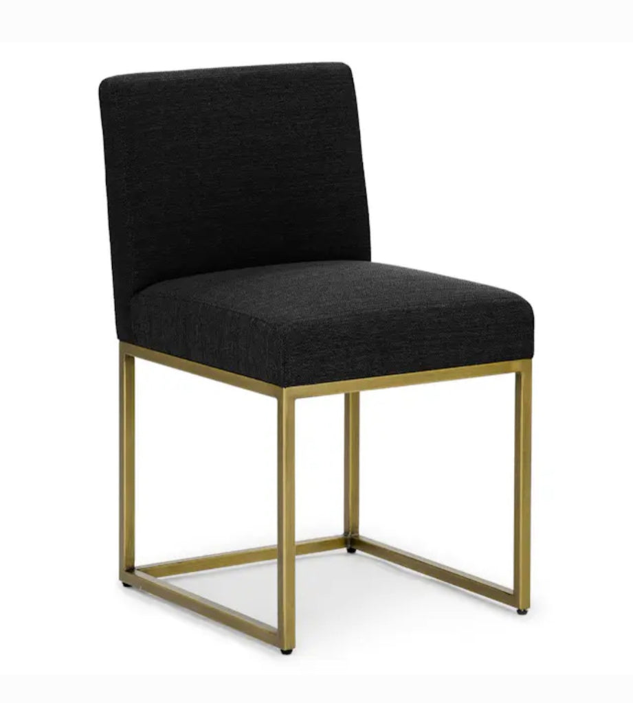 SET OF 2 Modern Designer Upholstered Dining Chair Gold & Black Plush Velvet New Beautiful Comfortable