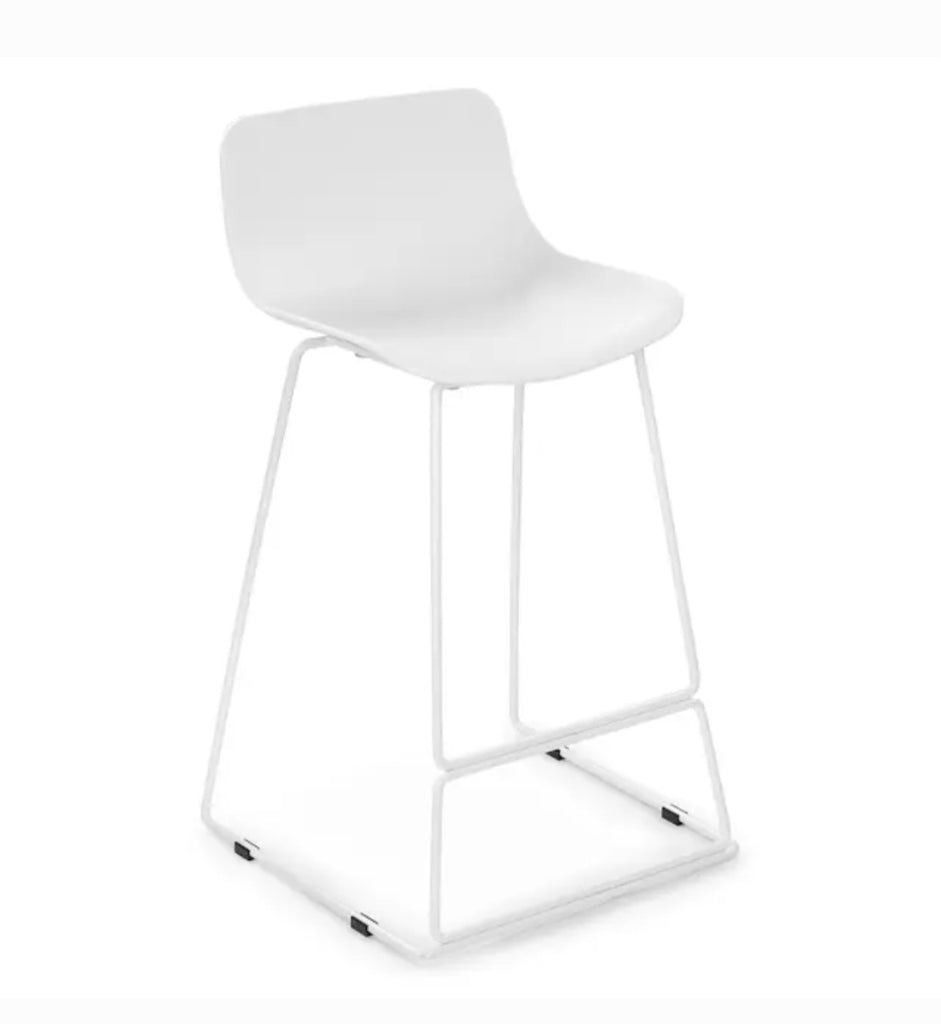 Set of 3 White Counter Height Stools New In Box Designer Quaity Comfortable Modern Metal Frame
