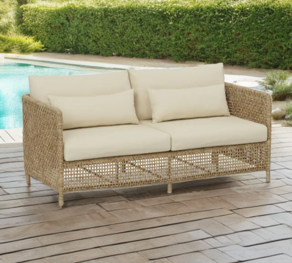 67.25" Contemporary Coastal Aluminum Wicker Loveseat Sofa New Quality Indoor Or Outdoor Patio