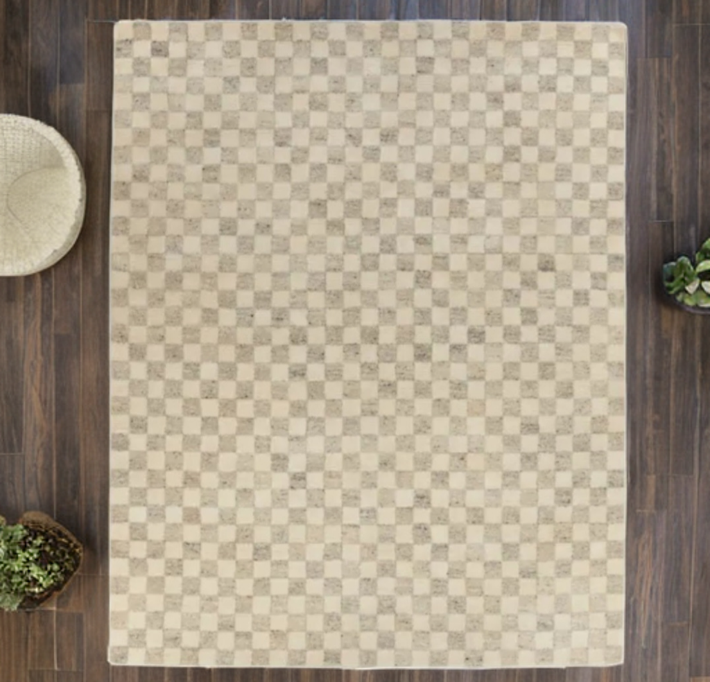 8' x 10' Checkered Accent Area Rug Carpet Hand Tufted Wool Contemporary Mid Century Modern Design Home Decor New