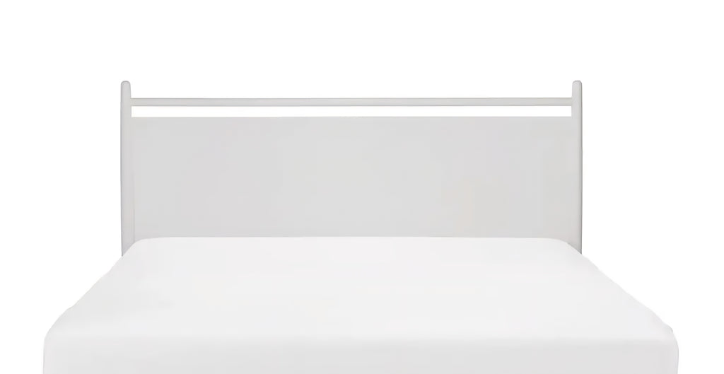 Low Profile Panel Headboard for Bed King Size Wood Construction White Finish New Mid Century Modern Designer Quality