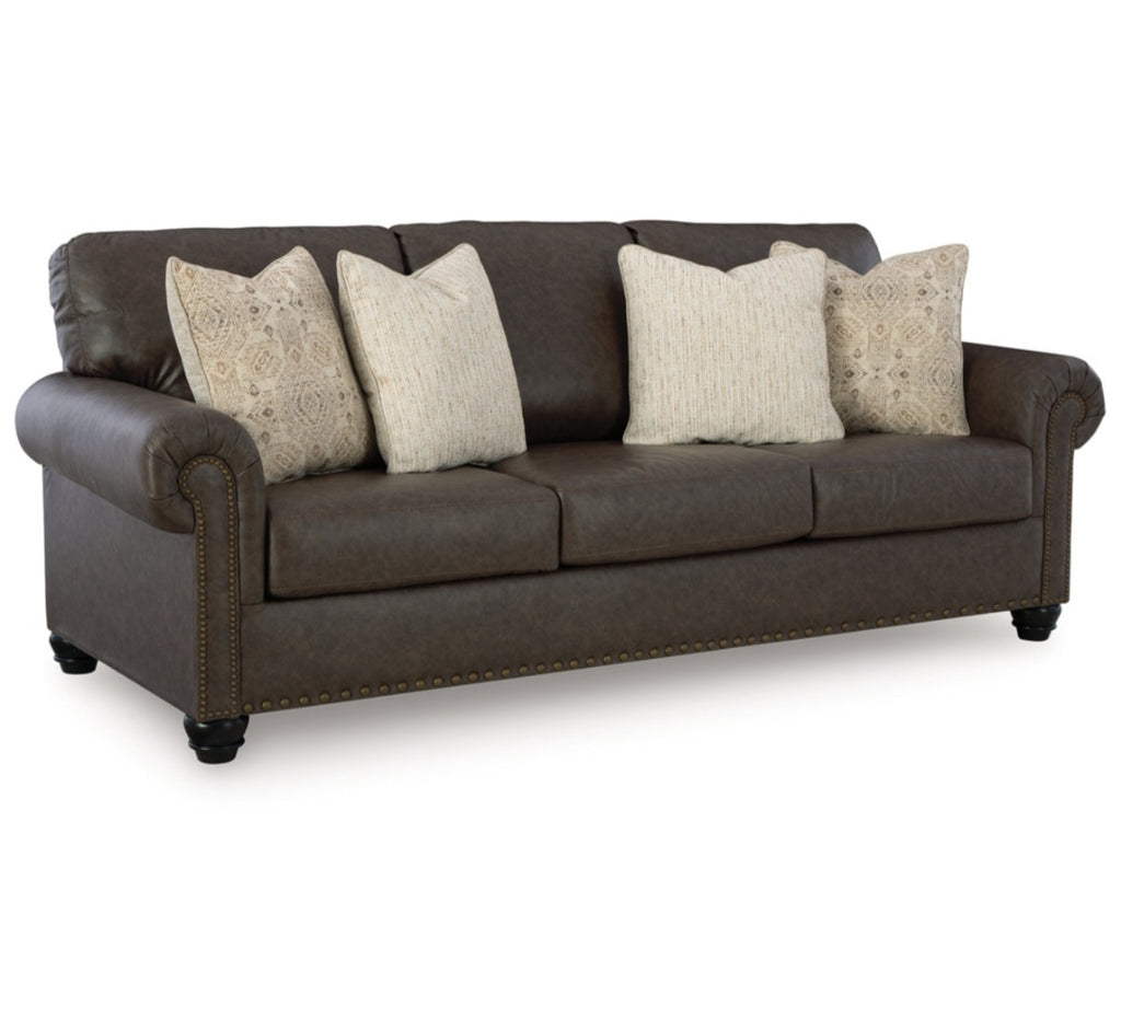 98" Rolled Arm Chesterfield Sleeper Sofa Couch W/ Mattress New Brown Comfor Vegan Leather Assembled Style