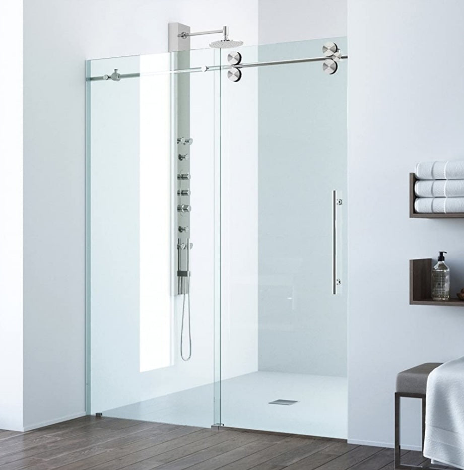 Vigo Elan 44" to 48" x 74" Single Sliding Frameless Shower Door Stainless Steel Hardware Brand New Sealed Box