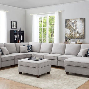 149.5 Wide Left Hand Facing Corner Sectional Modular Brand New With Ottoman Grey In Color